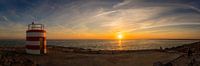 Kleiner Leuchtturm am Strand Ilha de Tavira, Algarve Portugal. Panorama