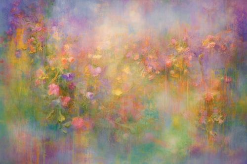 Pastel Flower Meadow – Abstract Painting in Lilac and Pink