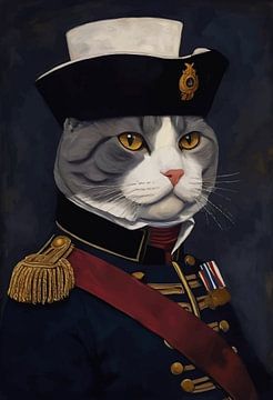 Chat britannique à poil court dans un portrait de l'époque napoléonienne