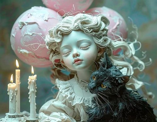 Meisje met haar kat...