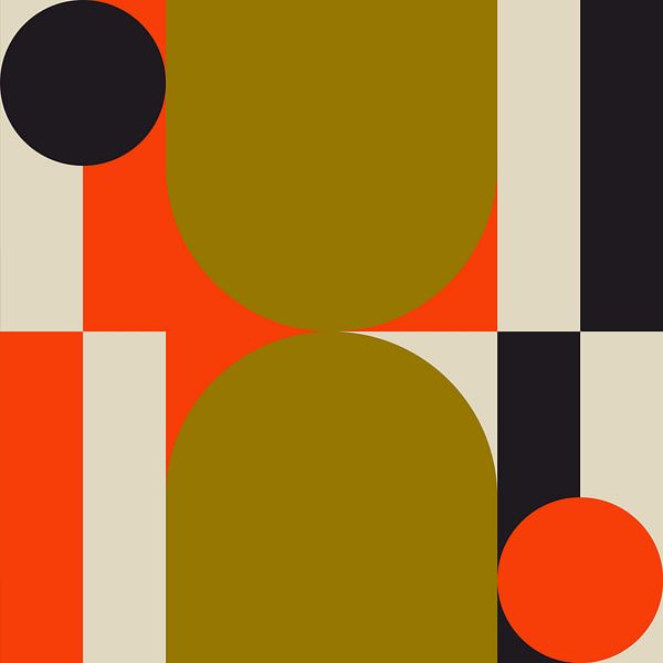 Funky retro geometrische 9. Moderne abstracte kunst in heldere kleuren. van Dina Dankers
