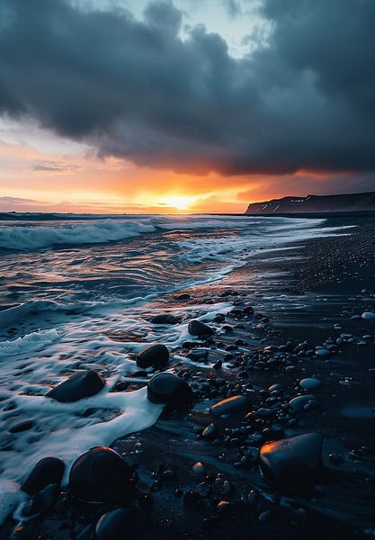 Goldenes Licht über den Wellen von fernlichtsicht