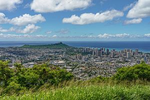 Honolulu, Waikiki und Diamond Head in einem Bild festgehalten.