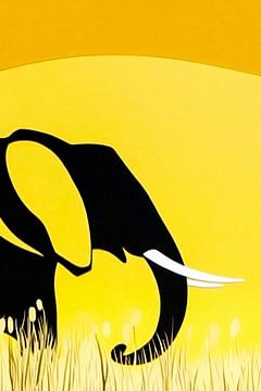 Minimalistisch ontwerp olifant silhouet van Imperial Art House