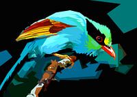 Nachtvogel in blauw licht Pop Art WPAP