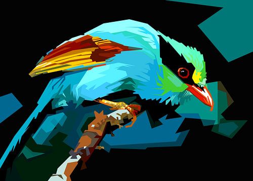 Night Bird In Blue Light Pop Art WPAP