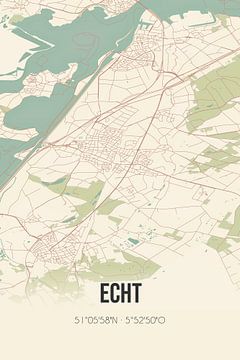 Vintage landkaart van Echt (Limburg) van Rezona