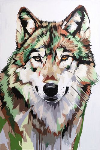 Abstracte wolf in kleurrijke stijl