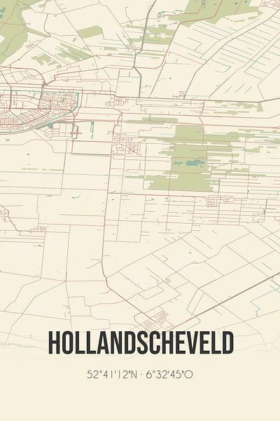 Vintage map of Hollandscheveld (Drenthe) by Prints of Place