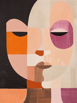 Modern and abstract portrait in retro colours