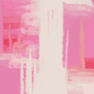 Abstracte kunst in neon- en pastelkleuren. Paars, rood, wit nr. 1 van Dina Dankers