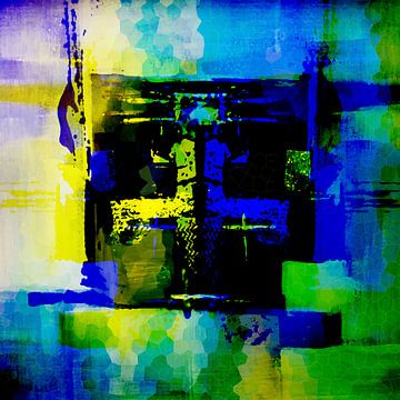 Modernes, abstraktes digitales Kunstwerk in Grün-Blau von Art By Dominic