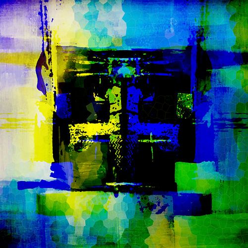 Modern, Abstract Digitaal Kunstwerk in Groen Blauw