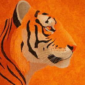 Tigre en feu géométrique Abstraction stylisée sur Eva Lee