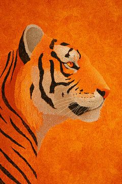 Tiger in geometrischem Feuer Stilvolle Abstraktion von Eva Lee