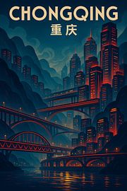 Chongqing Mountain City Glow - Bruggen, torens en rivierverlichting van Travel Shop