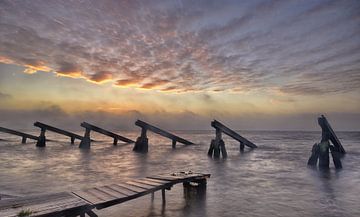 Icebreakers Marken at sunrise by John Leeninga