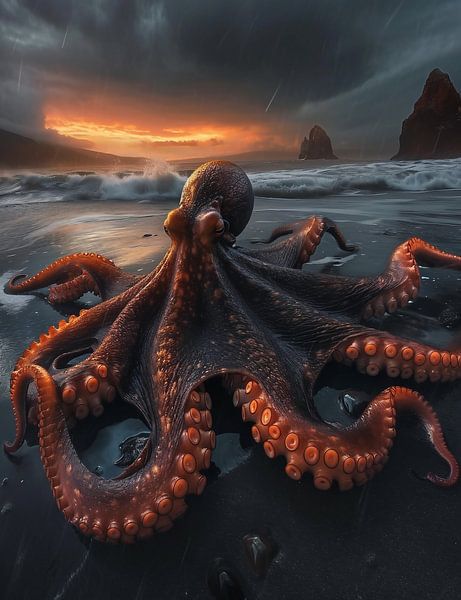 Tintenfisch am Strand von fernlichtsicht