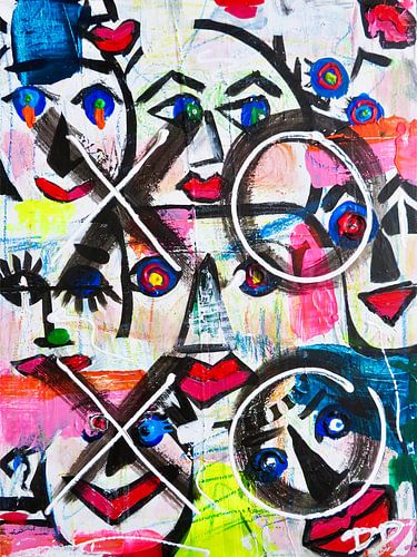 Abstract schilderij XOXO Streetart van Danielle Ducheine