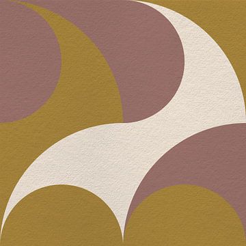 Bauhaus en retro 70s geïnspireerde geometrie in pastels. Geel, beige, warm bruin. van Dina Dankers