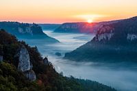 Lever de soleil dans le parc naturel du Danube supérieur