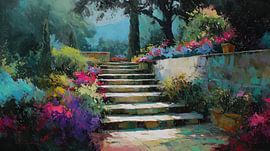Colourful garden: a botanical abstract panorama