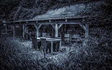 Terrace and veranda in black and white. by Nicolaas Digi Art