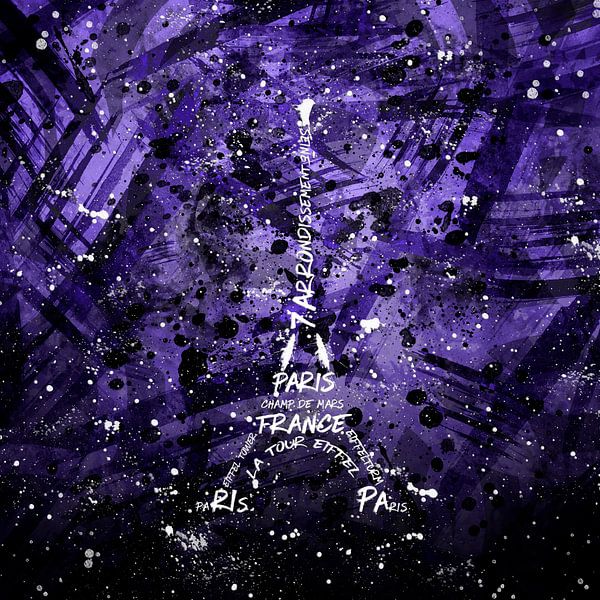 Digital Art Eiffel Tower | purple by Melanie Viola