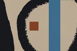 Contemporary art. Shapes in black, blue, terracotta and white I. by Dina Dankers