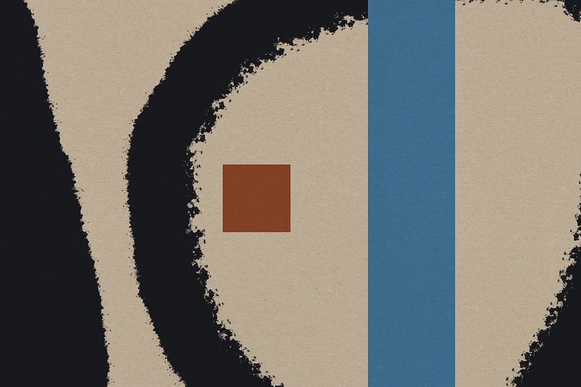 Zeitgenössische Kunst. Formen in Schwarz, Blau, Terrakotta und Weiß I. von Dina Dankers