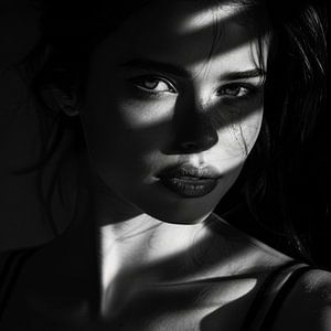 Woman in strip light