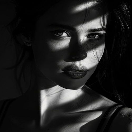 Vrouw in stripverlichting