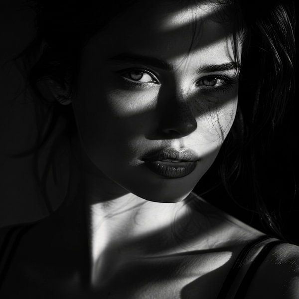 Woman in strip light by Poster Art Shop