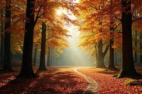 Kleurrijk herfstspel in het bos