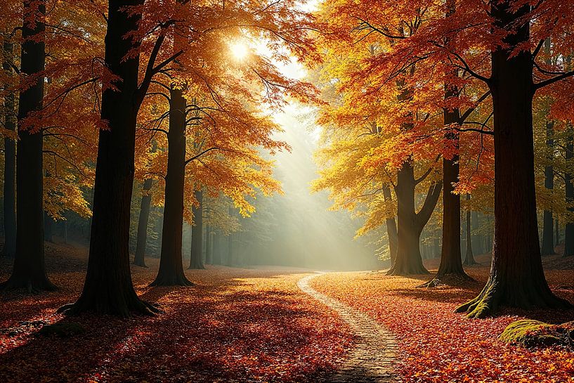 Colourful autumn play in the forest by Wandbilder-Shop