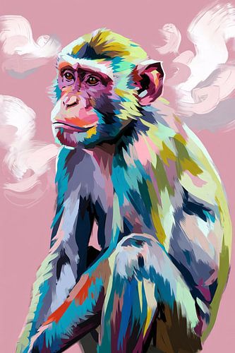 Kleurrijke apen portret schilderij