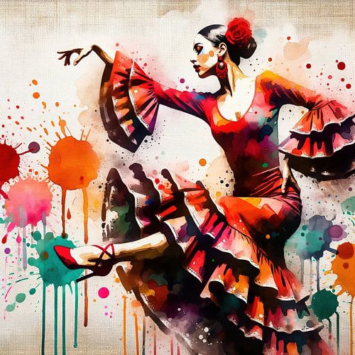 Fiery Flamenco Dancer in Motion by Chromatic Fusion Studio