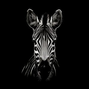 Stirnseite eines Zebras, das direkt in die Kamera schaut