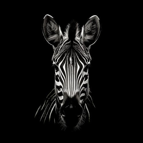 front face of a zebra looking straight into the camera