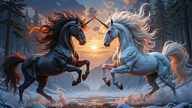 EQUINOXIS - Battle of the unicorns at sunset by INFERAURUM