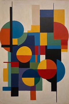 Geometric Balance in Primary Colors by De Muurdecoratie