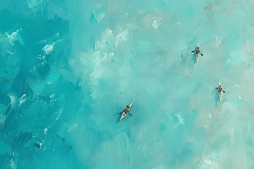 Paddling through a painting