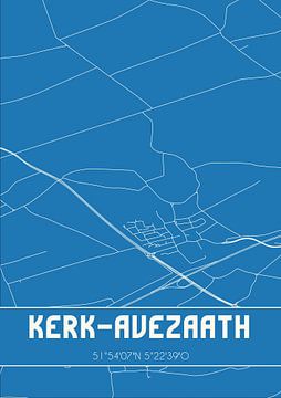 Blauwdruk | Landkaart | Kerk-Avezaath (Gelderland) van Rezona