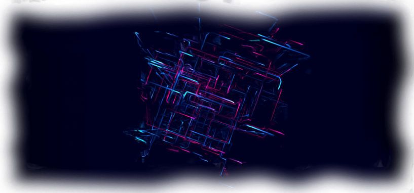 Rood blauw neon van Maurice Dawson