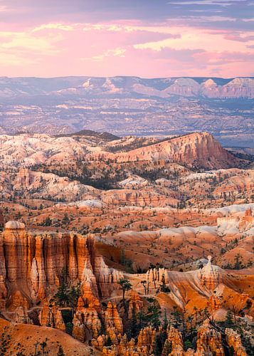 Une vue envoûtante sur les « hoodoos » emblématiques de Bryce Canyon au coucher du soleil
