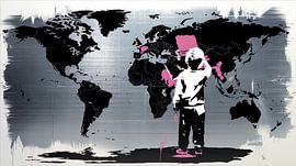 Banksy Hommage Litte Boy Brush - World Map 01 by Team W 32 Gallery