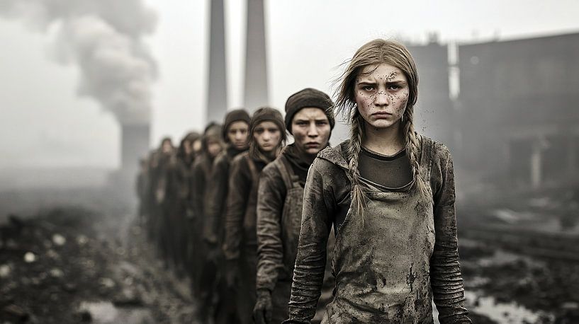 Kinderen in een post-apocalyptisch scenario van Frank Heinz