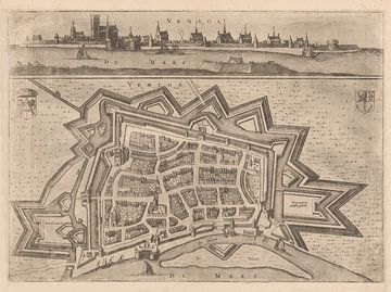 Karte von Venlo (Limburg) anni ca 1653 mit schwarzem Rahmen. von Gert Hilbink