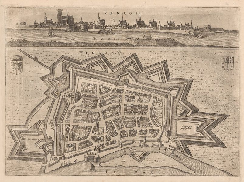Carte de Venlo (Limbourg) anni ca 1653 avec cadre noir. par Gert Hilbink