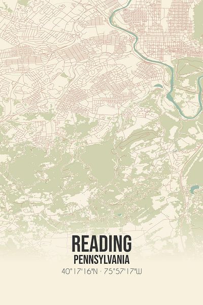 Vintage map of Reading (Pennsylvania), USA. by Prints of Place